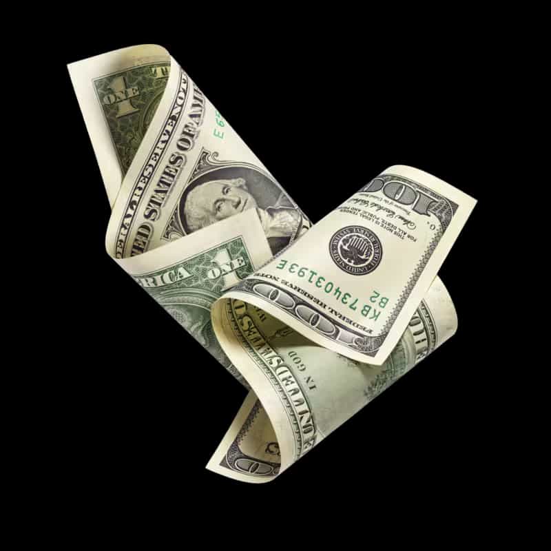 A fan of United States banknotes